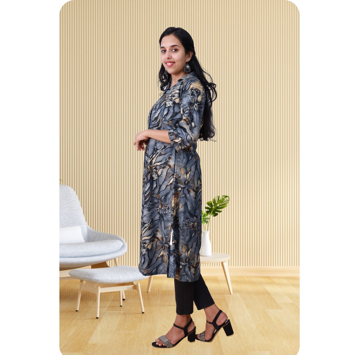 Zahari A Line top grey printed Zahari A Line top grey printed