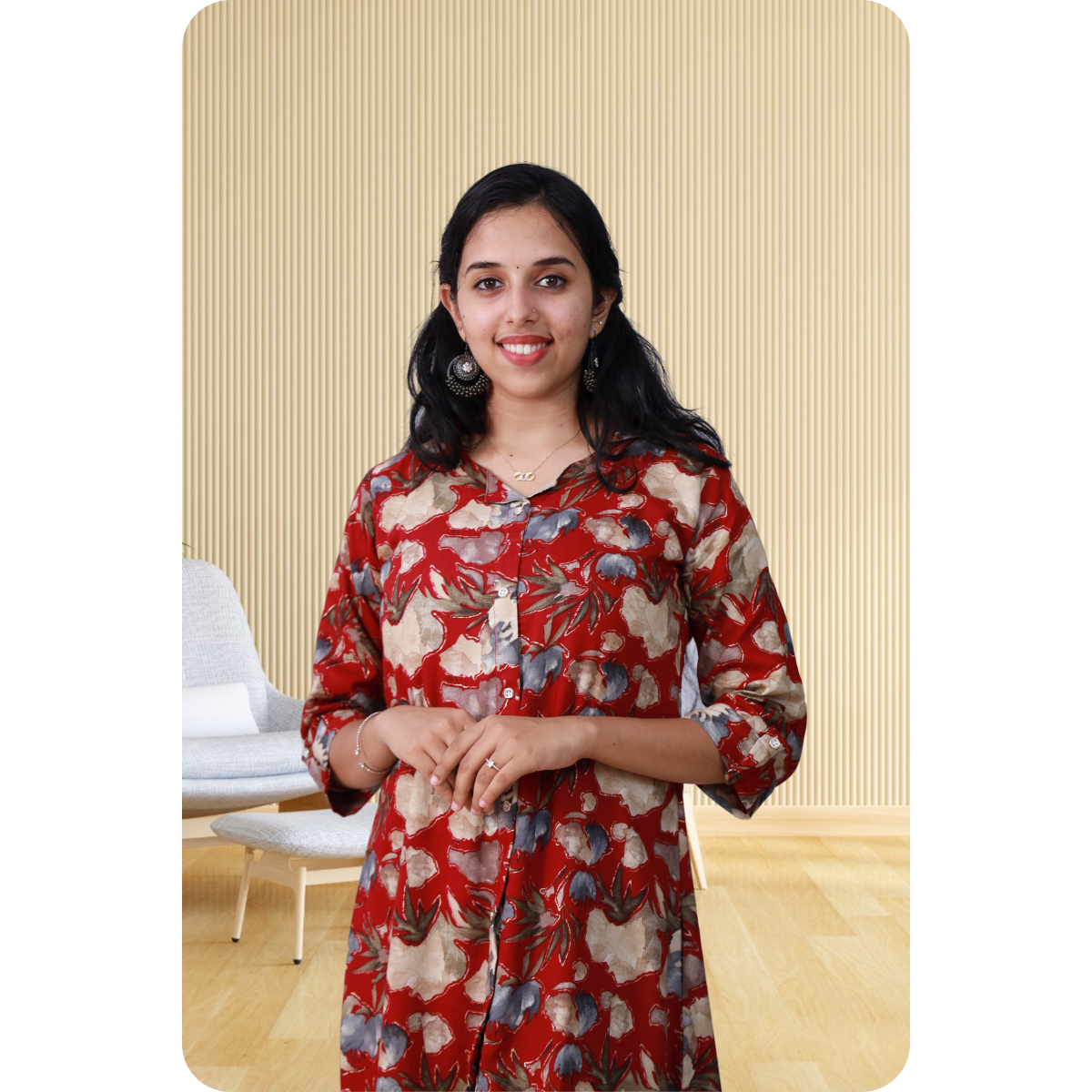 Zahari A Line top maroon floral Zahari A Line top maroon floral