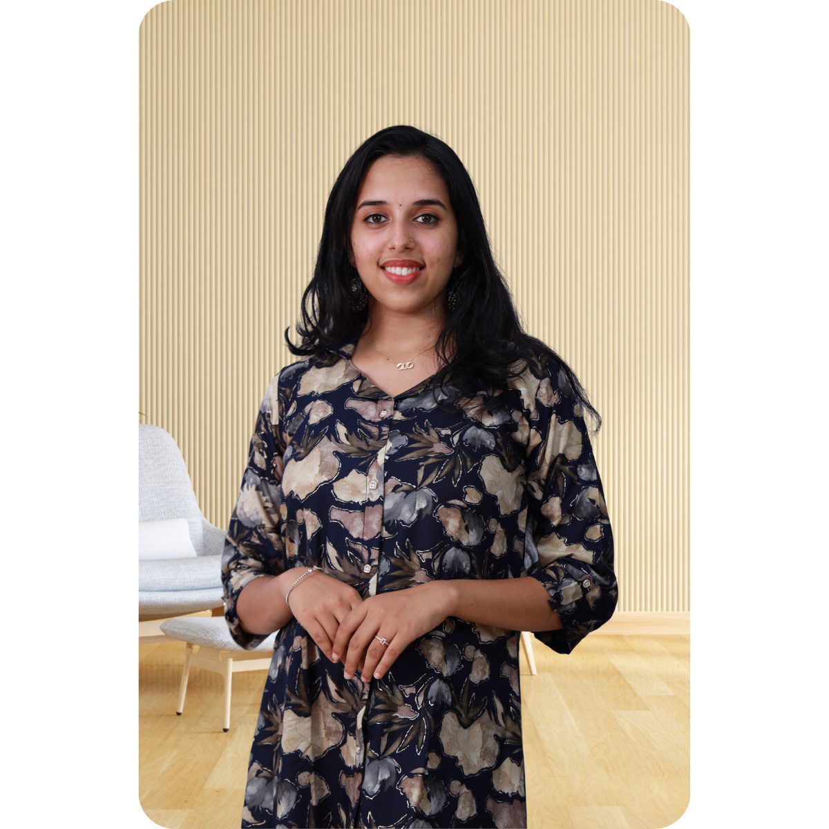 Zahari A Line top grey floral Zahari A Line top grey floral