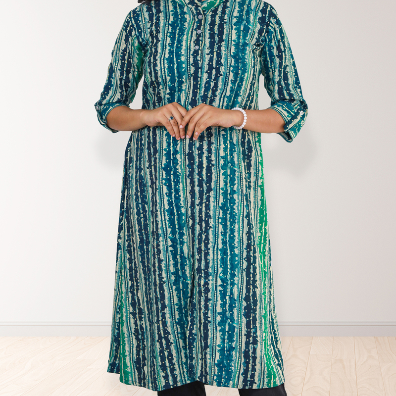 Zahari Striped Dress - Deep Teal