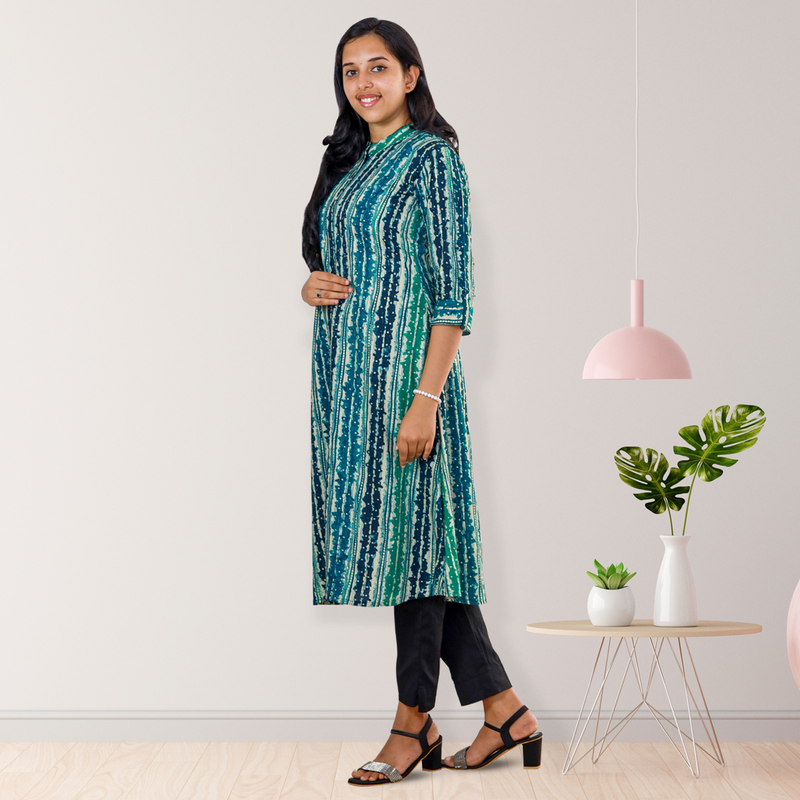 Zahari Striped Dress - Deep Teal