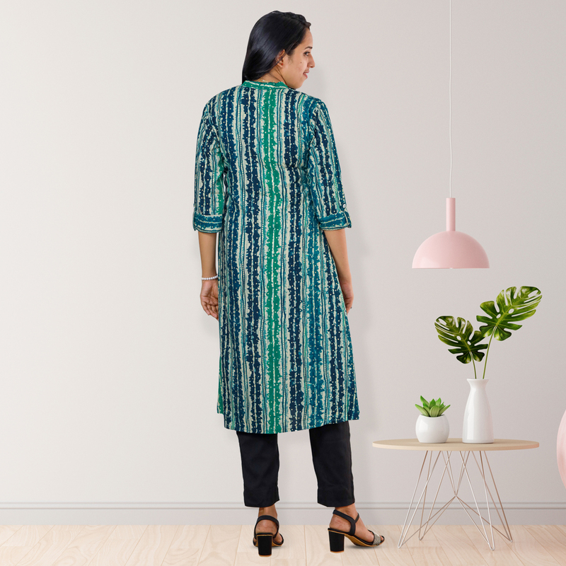 Zahari Striped Dress - Deep Teal