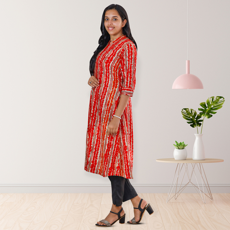 Zahari Striped Dress - Fiery Red Zahari Striped Dress - Fiery Red