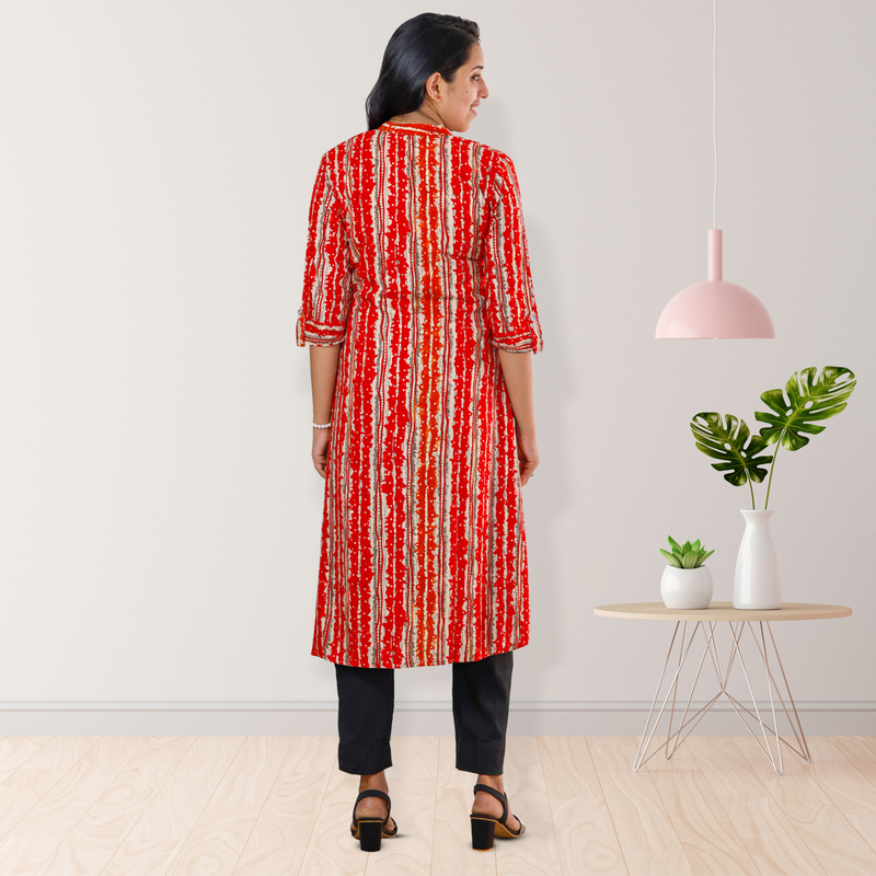 Zahari Striped Dress - Fiery Red Zahari Striped Dress - Fiery Red
